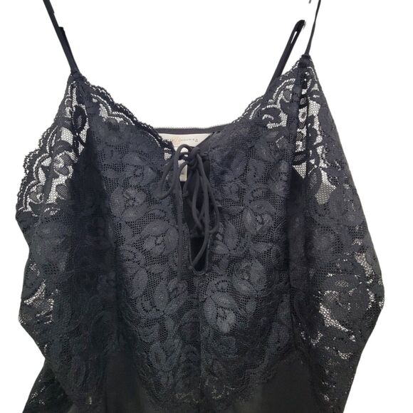 Private Luxuries Black Lace Sheer  Sleep Top Size Large - Picture 3 of 5